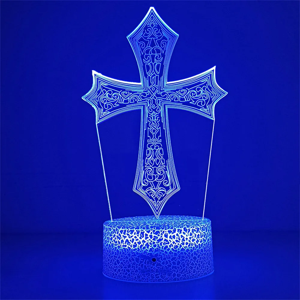 3D крестовая лампа с дизайном Иисуса для друзей Рождественская Пасха детский