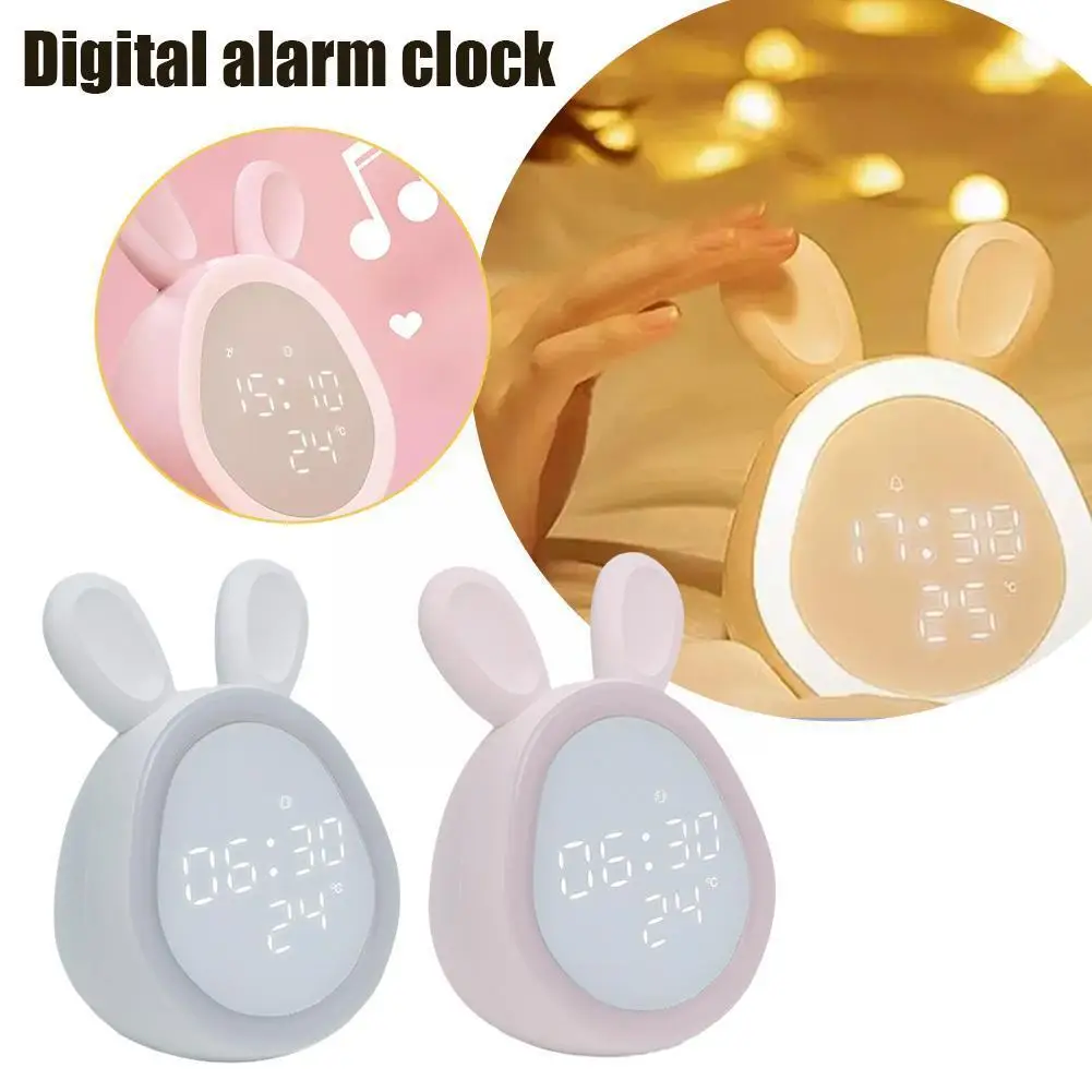 

Новейшие миниатюрные портативные перезаряжаемые цифровые часы в форме мультяшного кролика с подсветкой и светодиодной подсветкой X2M6