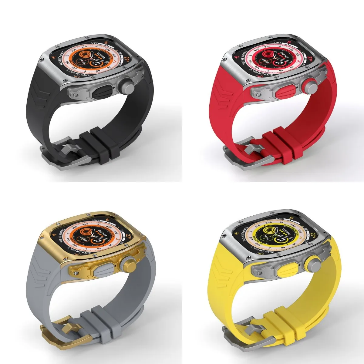 Modification Kit For Apple Watch Ultra Stainless Steel Case For iWatch Series 8 Ultra 49mm Refit Mod Kit Rubber Watch Band