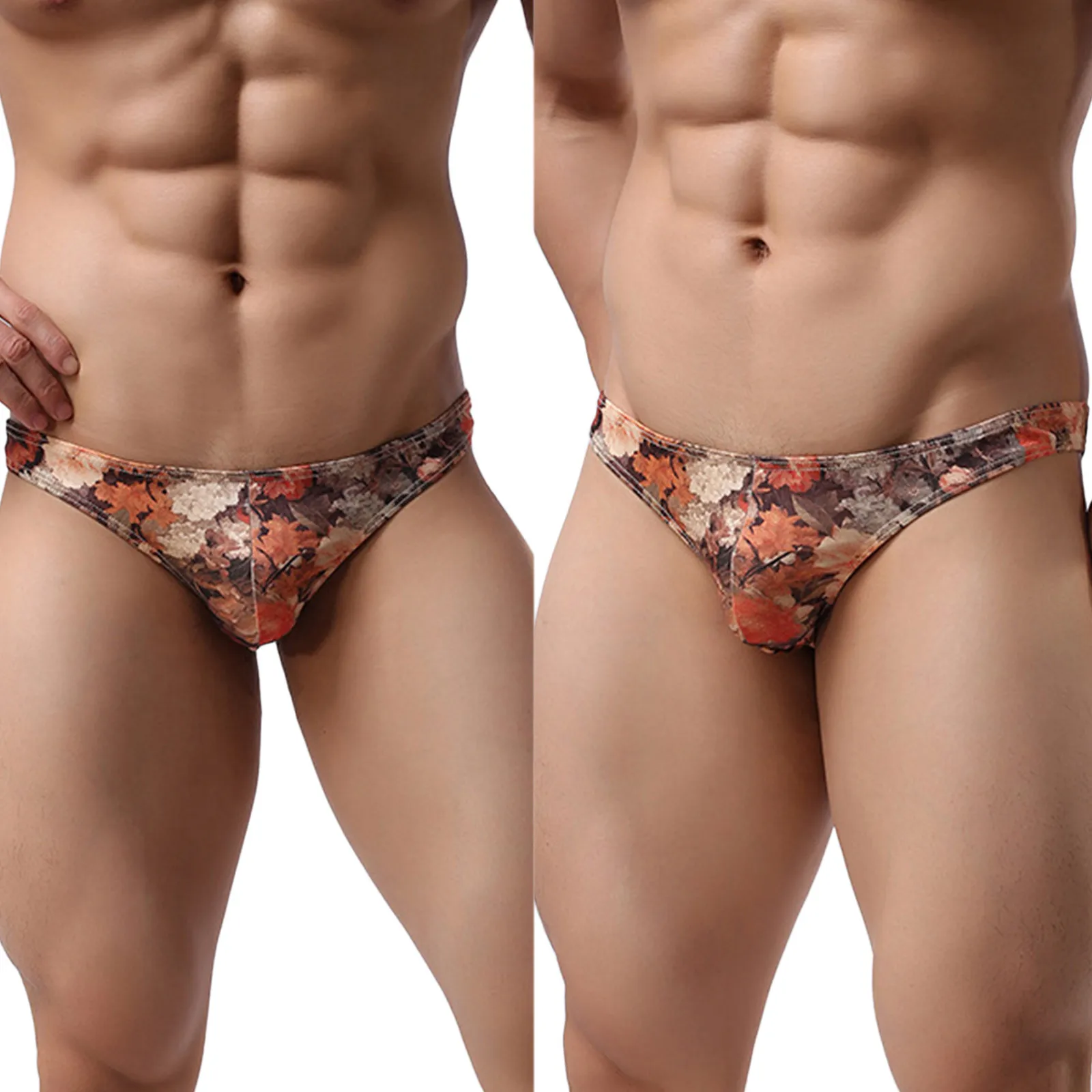 

Нижнее белье мужское с низким запястьем, дышащие трусы-брифы с принтом, с U-образным вырезом, бандаж, бикини, пикантное нижнее белье