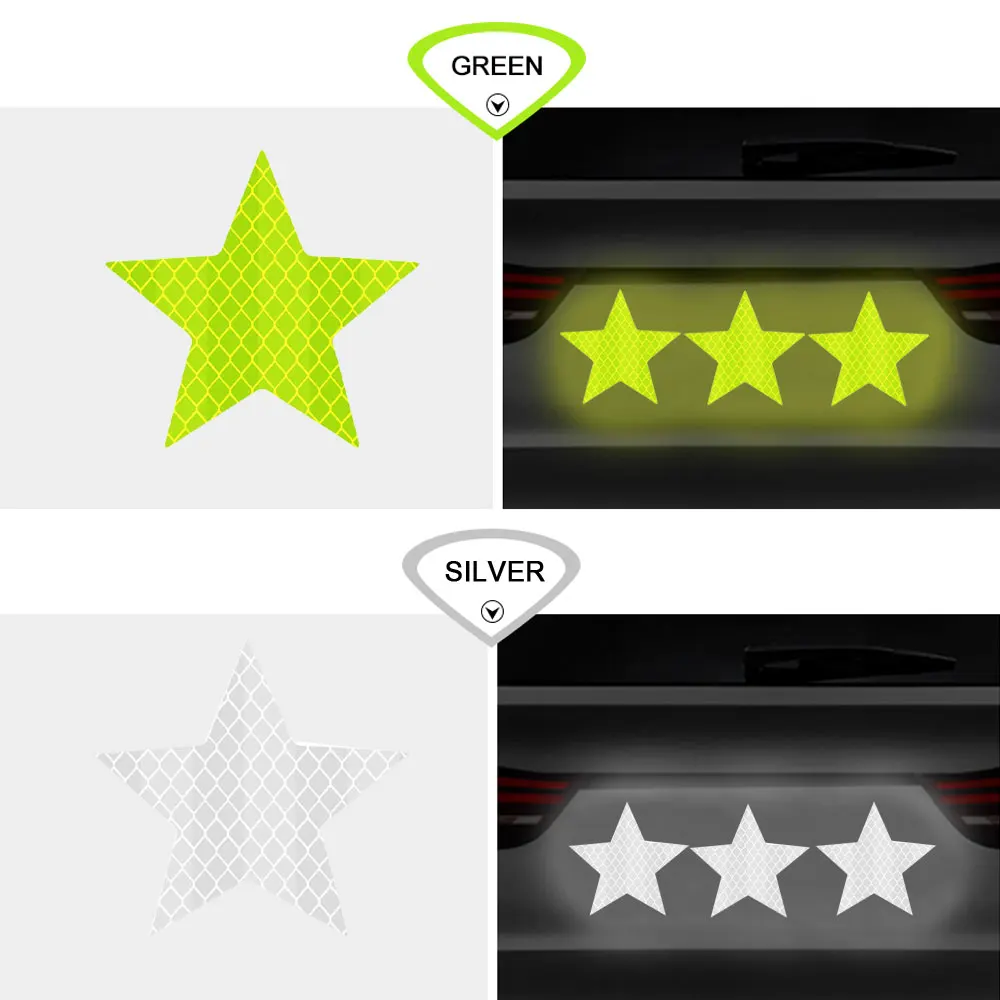 

Star Shape Reflective Reflector Sticker Self Adhesive Safety Warning Conspicuity Tape for Car Truck Motorcycle Trailer Mailbox