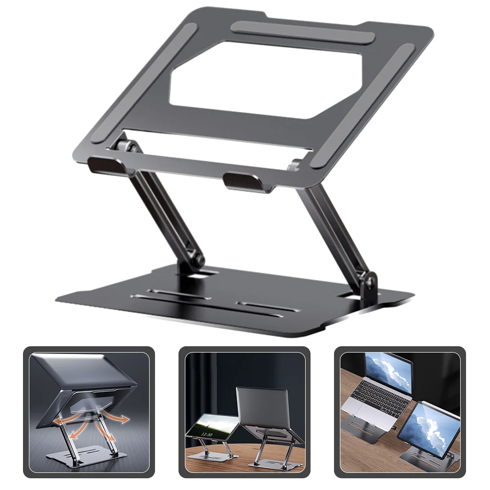

Laptop Computer Stand Riser Portable Notebook Holder Adjustable Desk Metal Foldable Mount Elevator Desktop Cooling Tray