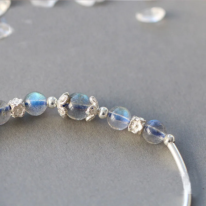 S925 David Star Bracelet Natural Moonstone Hand String Six Pointed Star Jewelry