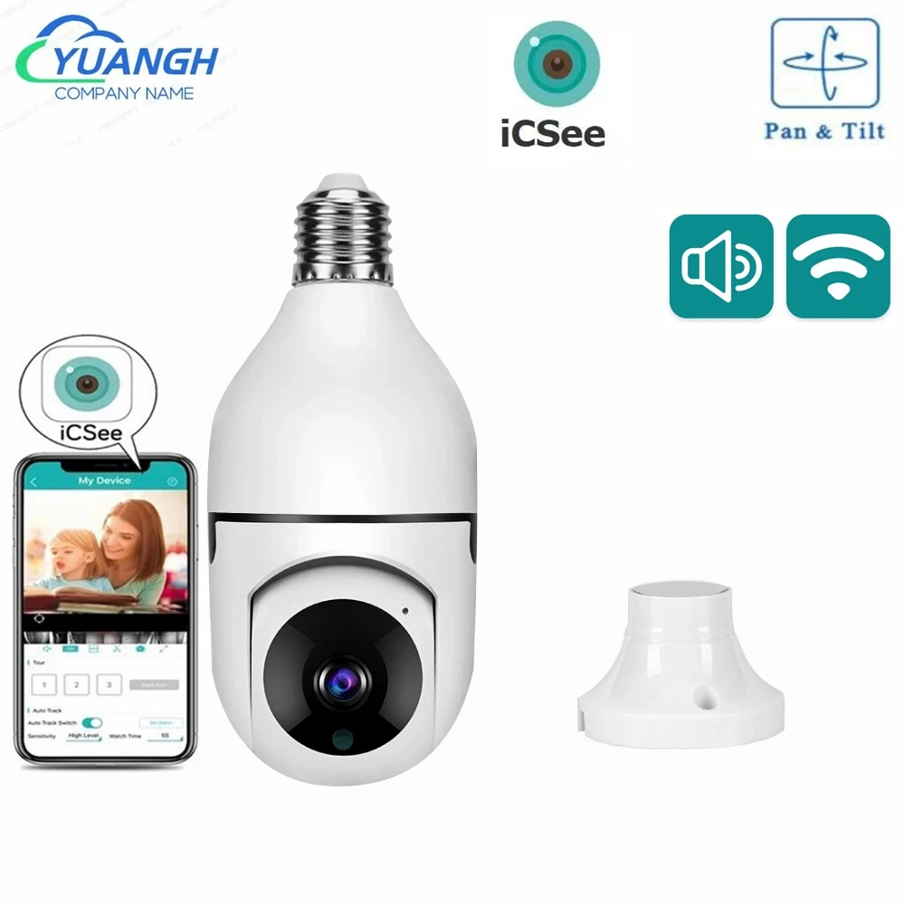 3MP WIFI Light Lamp Camera ICSee Smart Home Security Protection Video Surveillance Wireless CCTV Camera