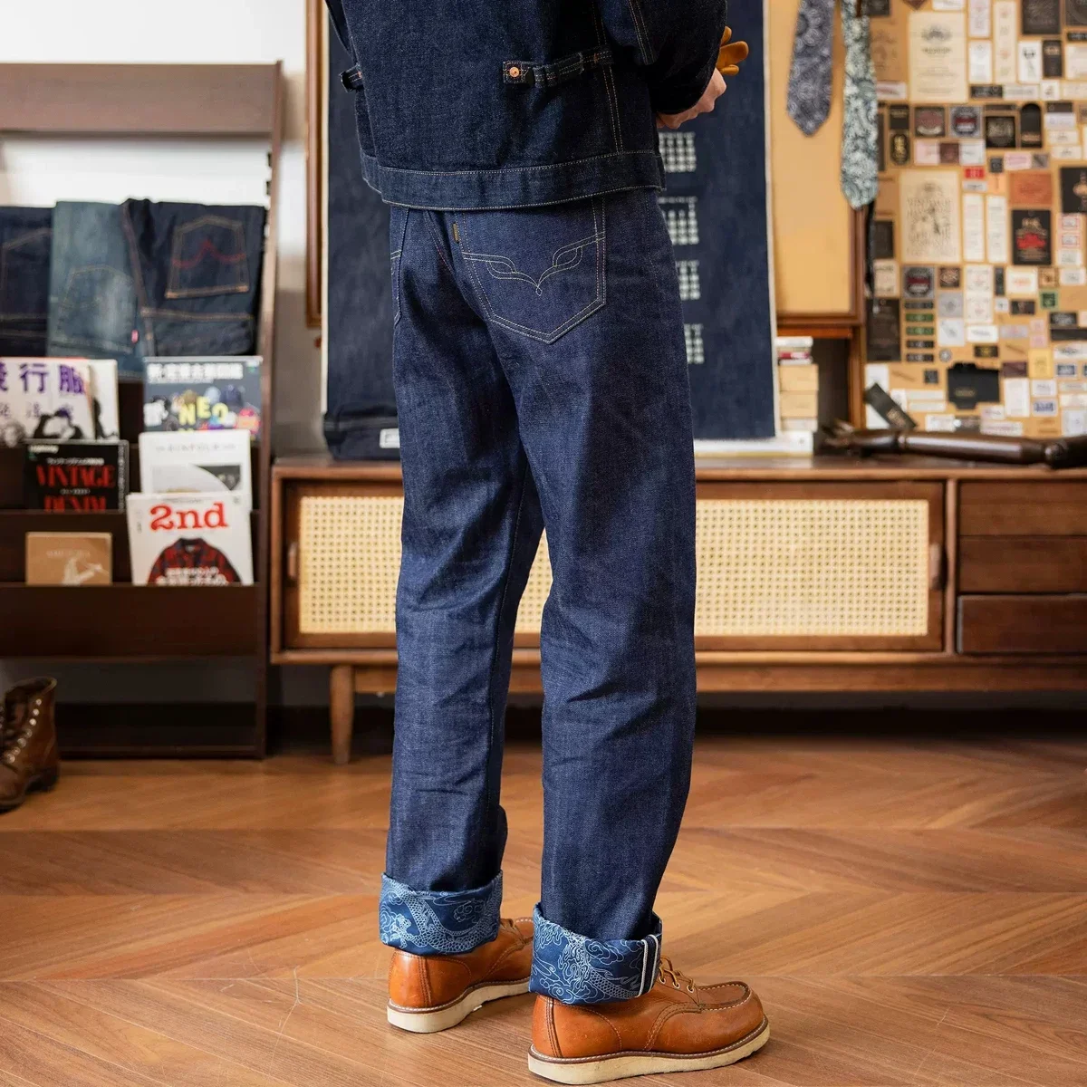 Джинсы Red Tornado NOIR Year of the Dragon Limited Edition джинсовые брюки из натурального индиго с