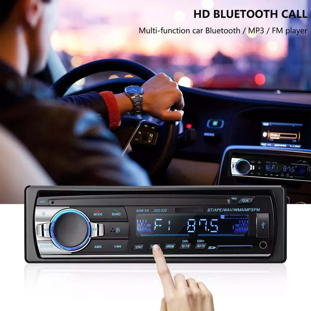 

1 DIN автомобильный mp3-плеер, FM-радио, аудио стерео в приборной панели, Aux вход, приемник, USB/TF порт с дистанционным управлением, 4x60 Вт