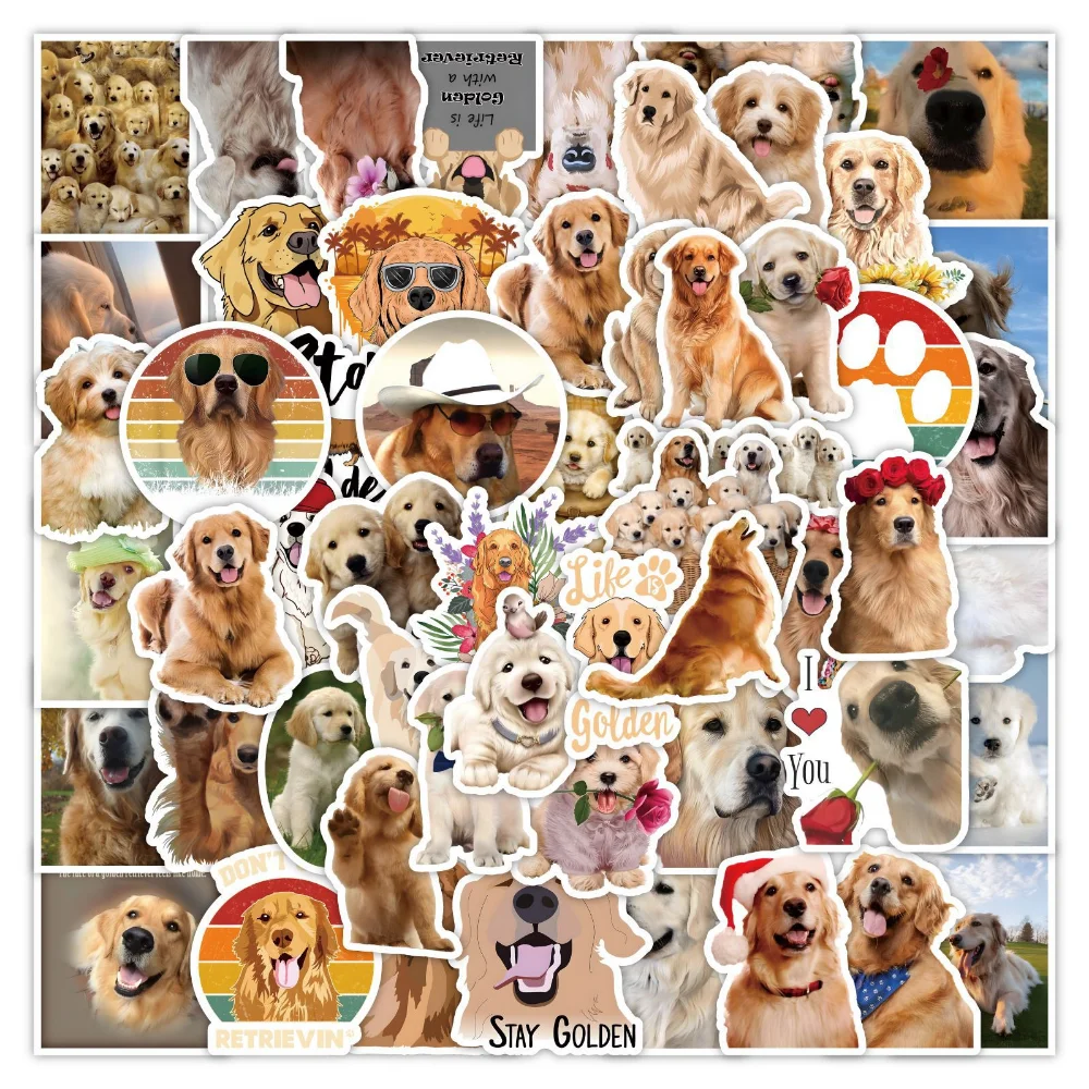 

50PCS Golden Retriever Dog Stickers Cartoon DIY Bike Travel Luggage Laptop Kid Toys Classic Toy Decals Graffiti Sticker