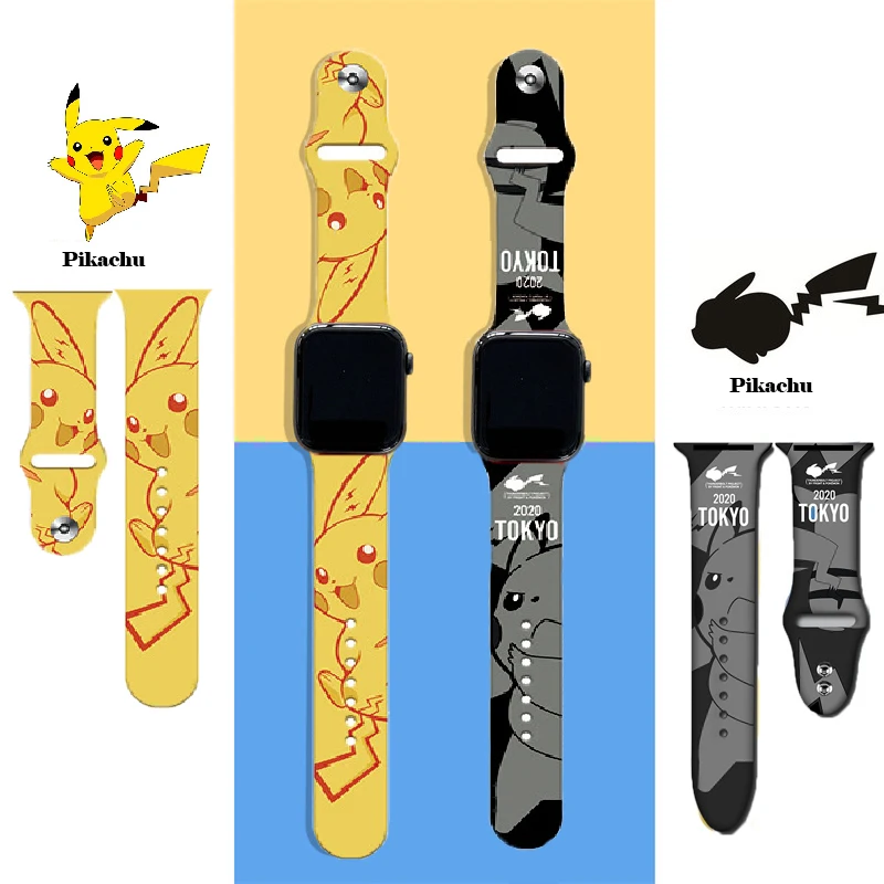 Ремешок для наручных часов Pokemon Pikachu браслет Apple Watch 1/2/3/4/5/6/7/se аниме фигурка Kirby IWatch