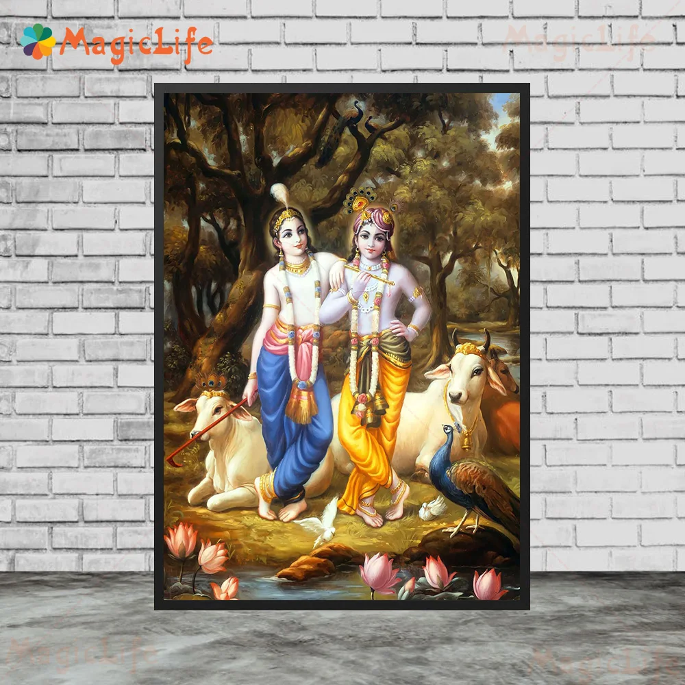 Мультяшный Hinduism Krishna индийская религия плакаты настенные картины для гостиной Декор плакат настенное Искусство Холст Картина без рамки