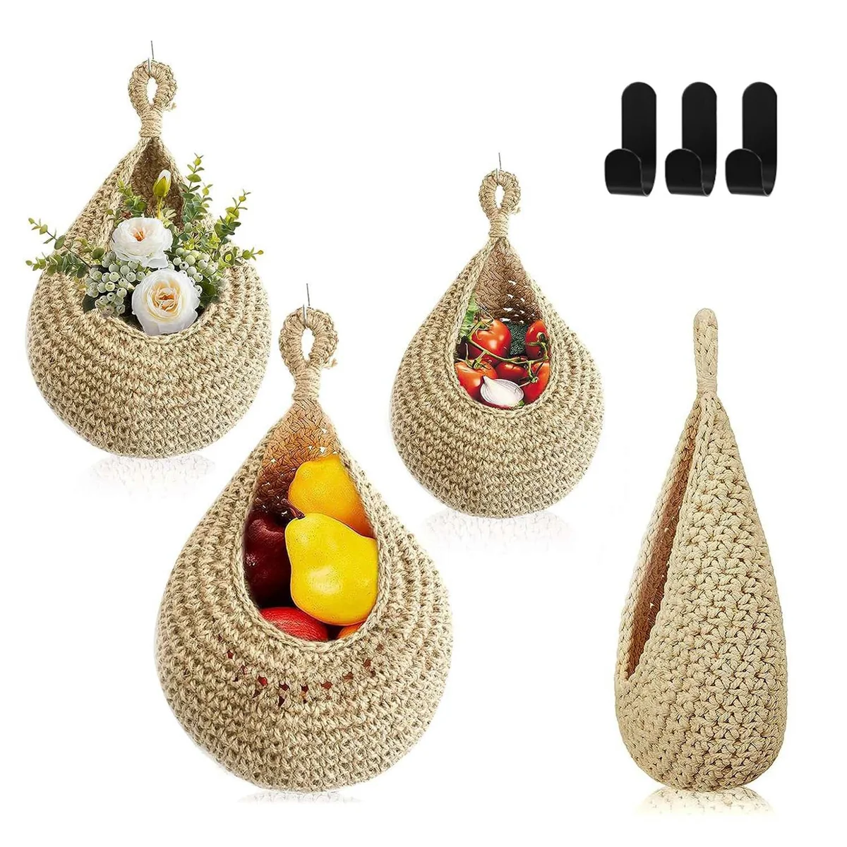 

Handwoven Boho Wall Hanging Basket for Fruit Vegetable Hanging Baskets Storage Organizer Decorative Hanging Wall Basket