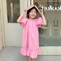 childrens clothing dress with puff sleeves one shoulder new sweet casual princess dresses 2 7age beibei fashion quality garment