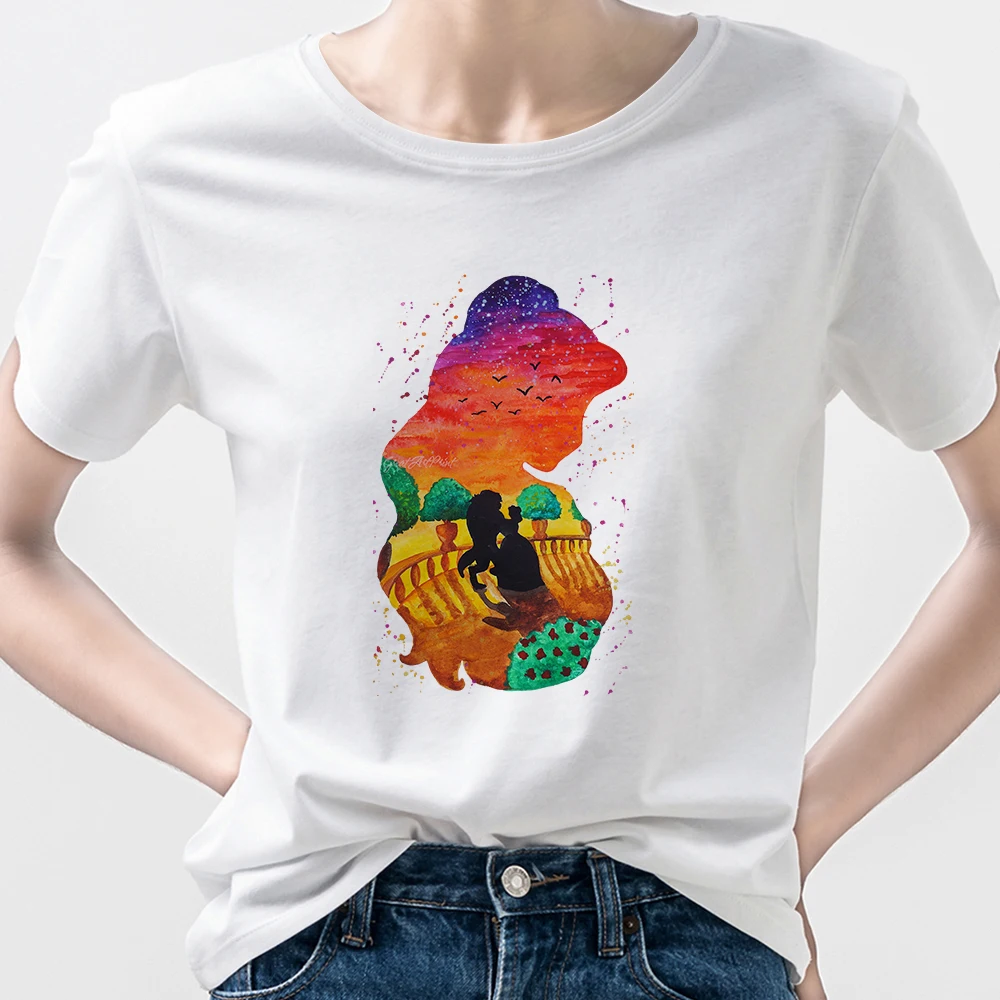 

Urban Cinderella Disney Sexy Princess Family Matching Shirts Elegant White Top Spain Casual Short Sleeve Summer 2022 Ropa Mujer