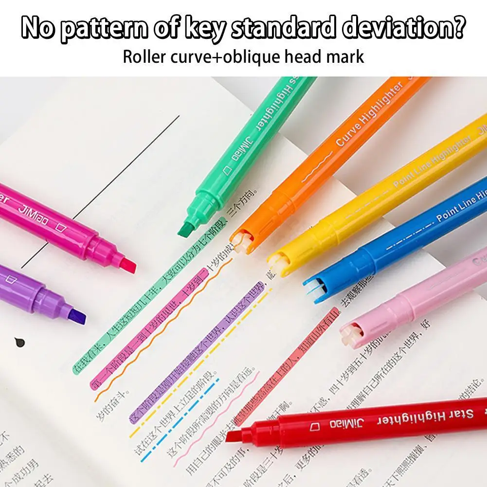 

8-color Flower-shaped Outline Pen Creative Flower-shaped Curve Line Marker Pen Double-headed Hand Account Pen Collection Society