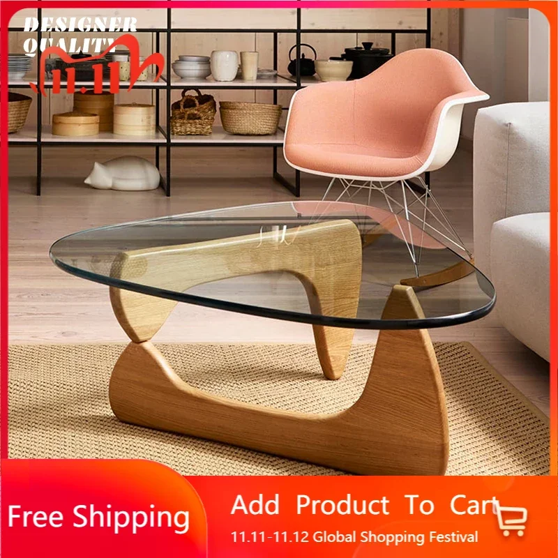 

Simple Clear Glass Side Table Desk Kitchen Wood Designer Hallway Center Table Living Room Entryway Mesa De Centro Home Furniture
