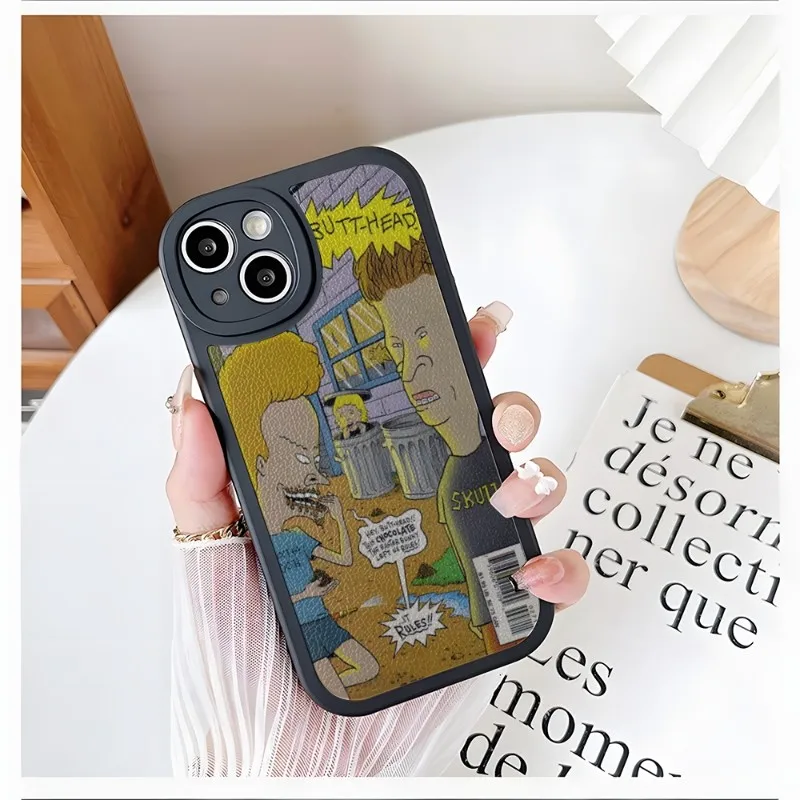 

Beavis и чехол для телефона с пуговицами для IPhone 14 13 12 11 Pro Max Mini X XR XS 6 7 8 Plus Mini 2022, чехол из шкуры ягненка, силиконовый чехол