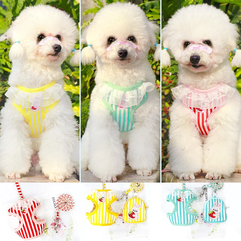 

Striped Dog Harness Traction Rope Chest Strap Adjustable Teddy Bomei Pet Traction Rope Dog Chain Pet Supplies