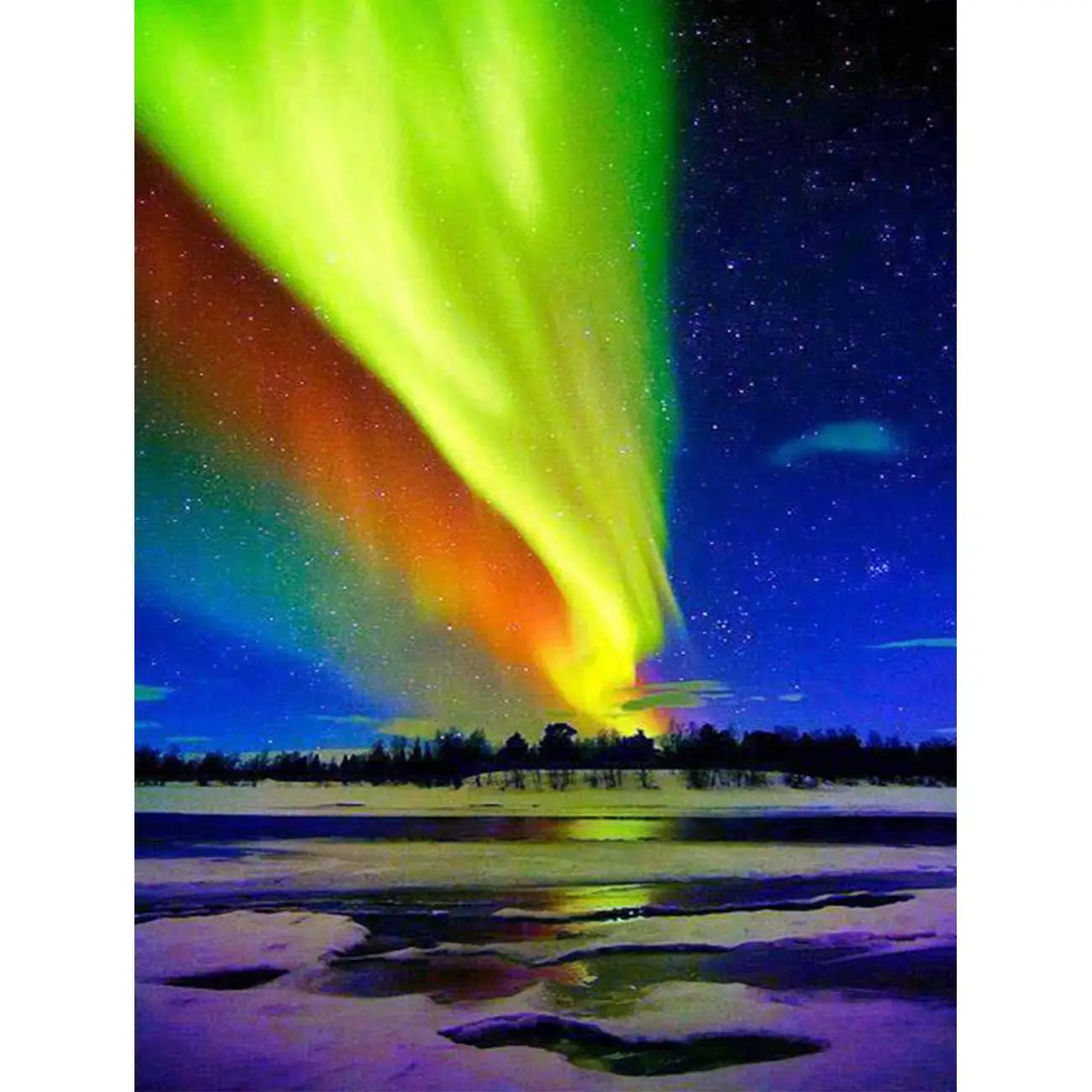 

5D DIY Diamond Painting Lake Aurora in Winter Full Drill by Number Kits, Scenery Craft Decor by SKRYUIE, DIY Craft Arts