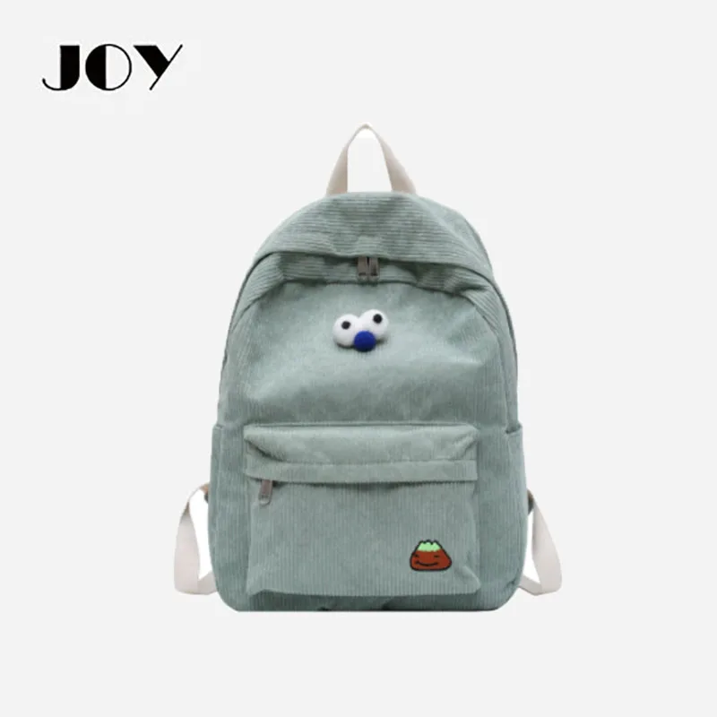 

JOY Corduroy Backpack Female New Student Campus Backpack High School Student Class Schoolbag