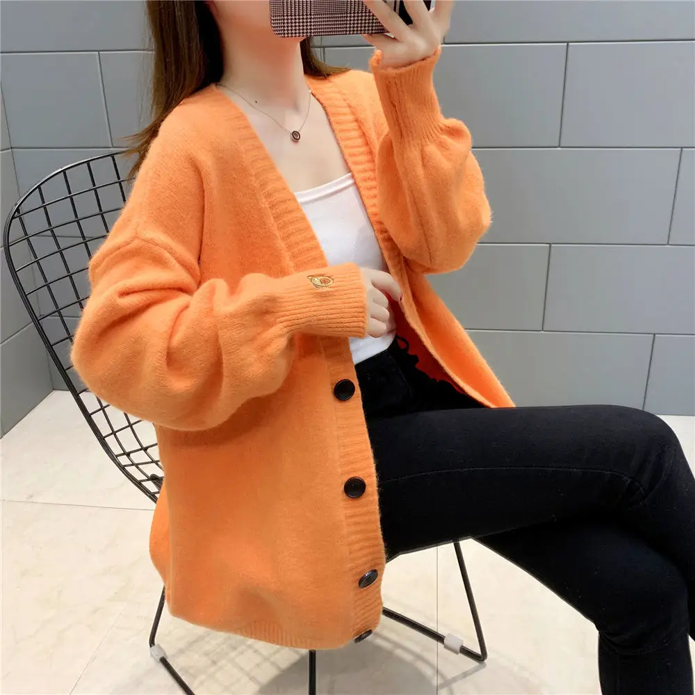Вязаный кардиган куртка Новинка весна-осень 2023 Корейская версия свободный
