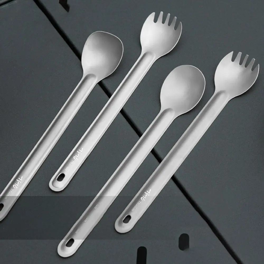 

Ultralight Environmental Portable New Pure Titanium Cookware Long Handle Spoon Outdoor Picnic Accessories Cutlery Fork