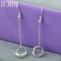 doteffil 925 sterling silver water droplets long drop earrings for woman wedding engagement fashion party charm jewelry