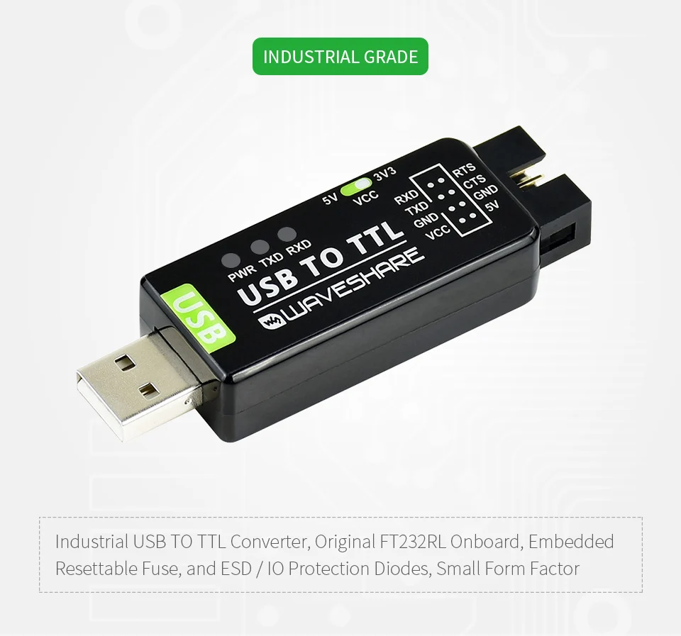 

Промышленный преобразователь USB в TTL, 300 бит/с ~ 3 Мбит/с, скорость передачи данных FT232RL, встроенные многочисленные схемы защиты, поддержка нескольких систем