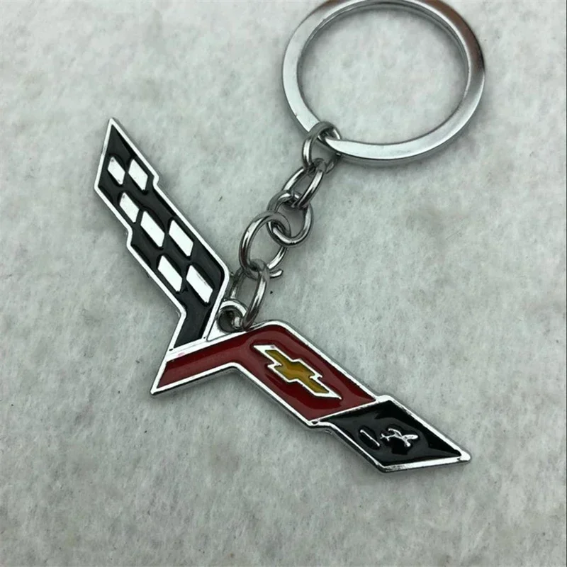 

3D металлический автомобильный Стайлинг брелок для Chevrolet логотип Corvette брелок с эмблемой креативный двусторонний брелок с логотипом авто украшение