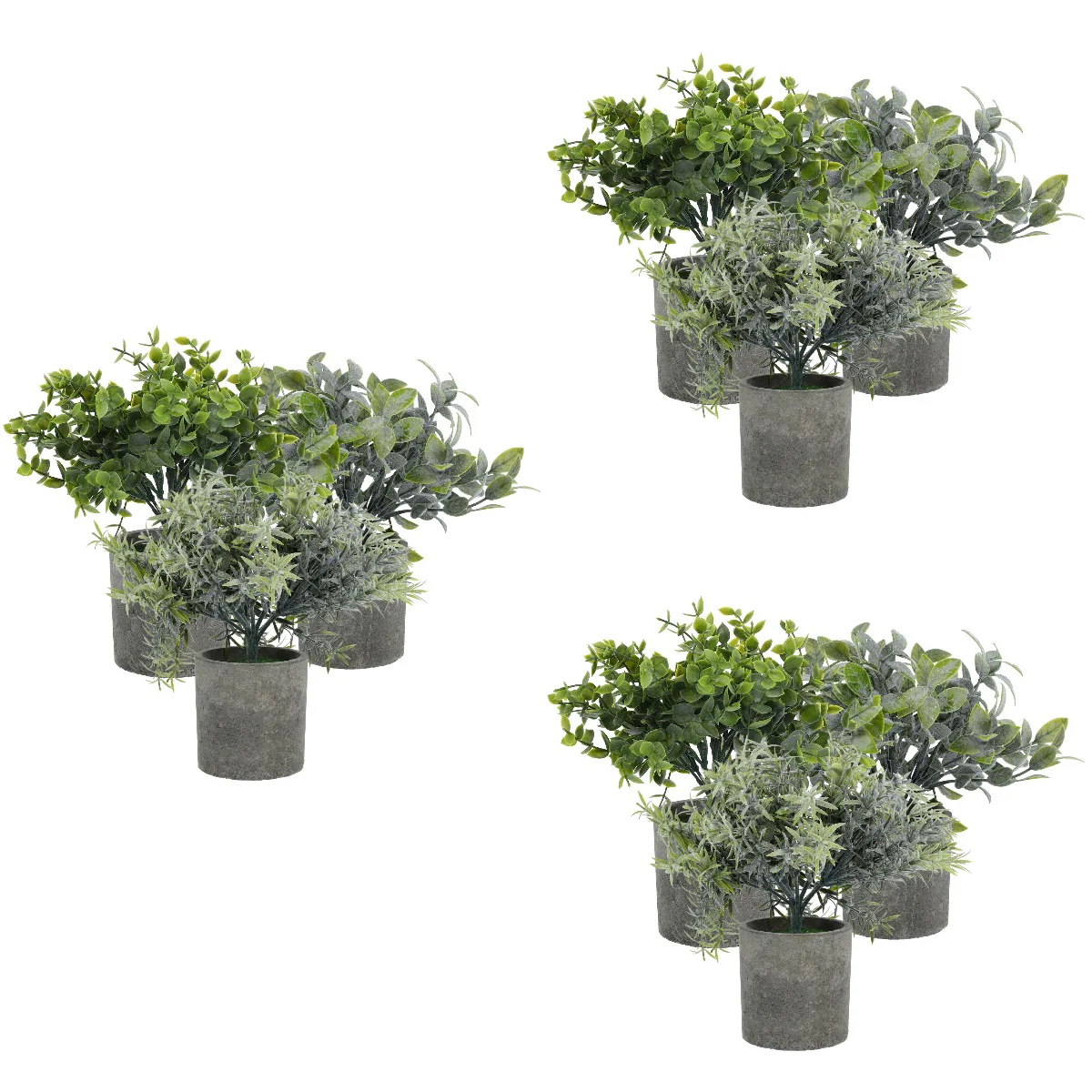 

9 Pcs Artificial Green Potted Fake Decor Realistic Bonsai Indoor Plants Potting Set Faux Plastic Vivid Ornament Adornment
