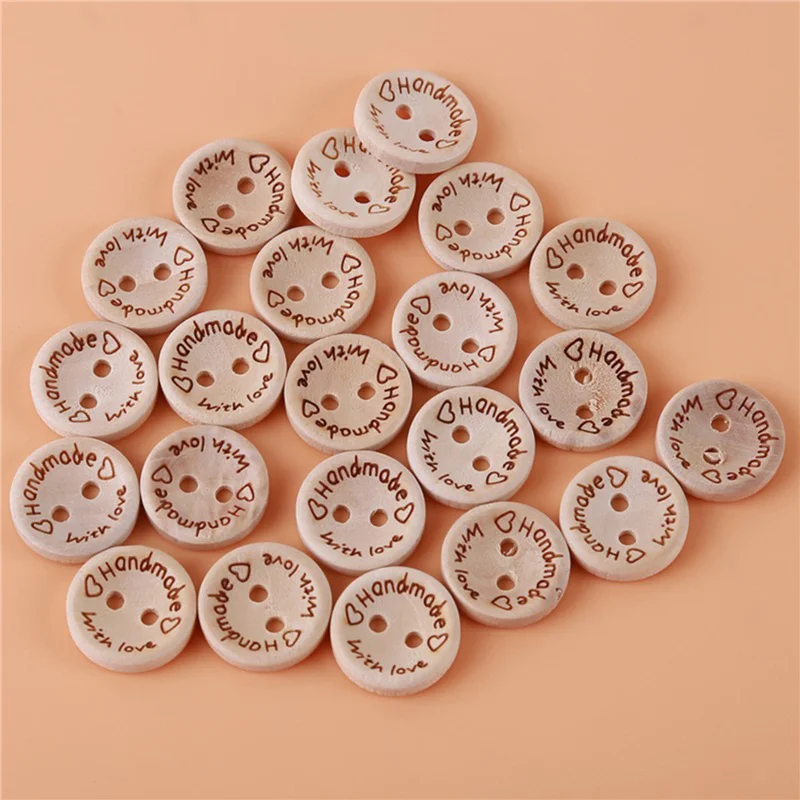 

50 шт./партия, деревянные пуговицы с надписью «Love»