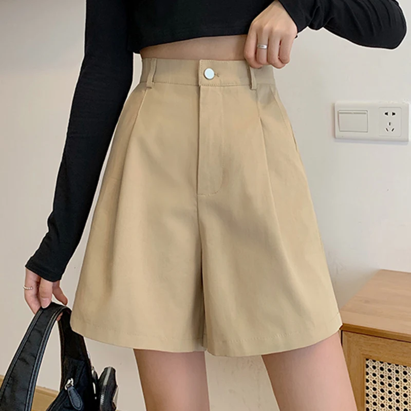 

Flectit Bermuda Shorts Women Teens High-Waisted Wide Leg With Pocket Shorts Summer Ladies Casual Chic Outfit