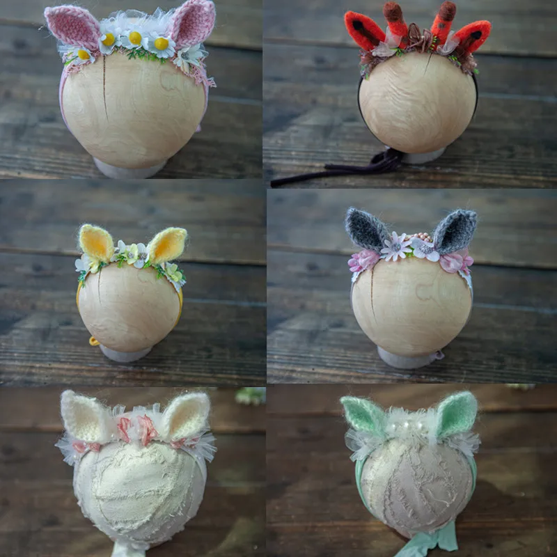 

Infant Ear Headdress Newborn Photography Props Headwear Studio Baby Girls 0-100 Days Shoot Accessories Cute Manual Headband