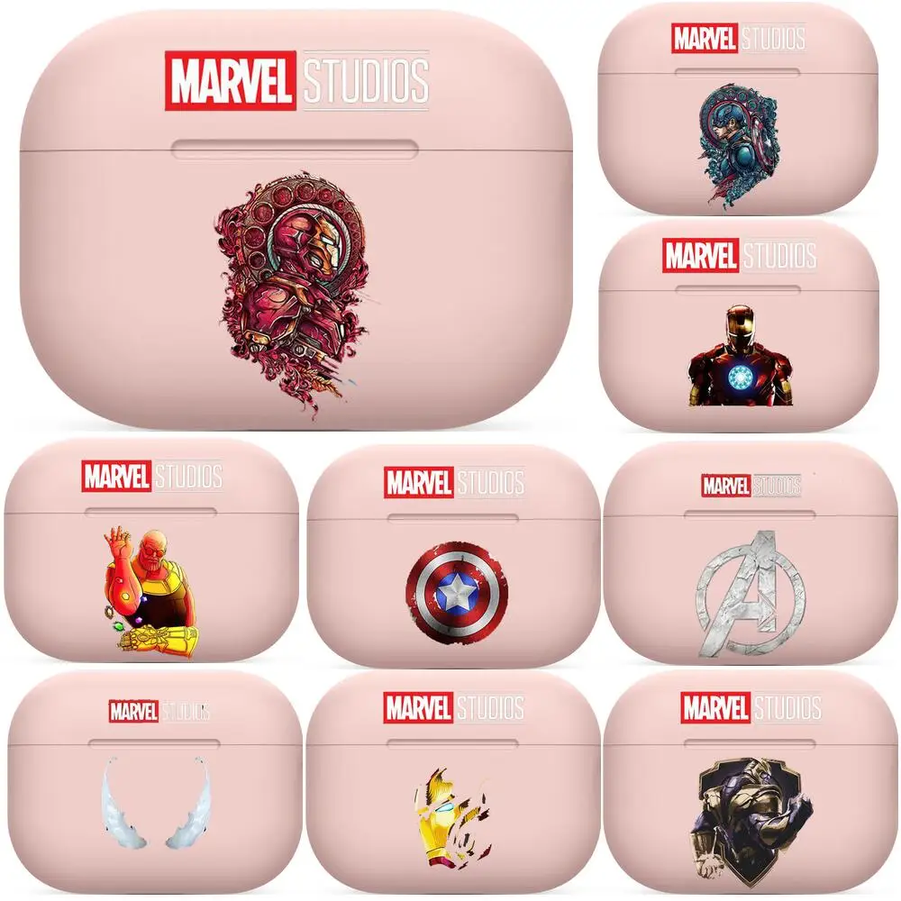 

HD Marvel Superheroes For Airpods 1 2 pro case Protective Bluetooth Wireless Earphone Cover For Air Pods case air pod cases Pink