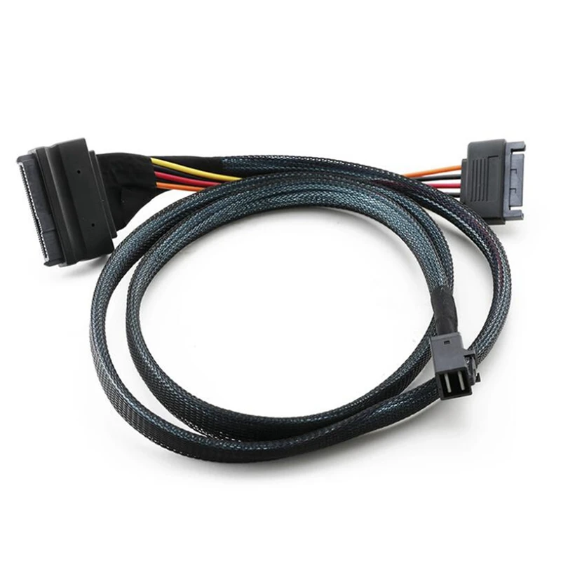 0.75M/2.46Ft Mini SAS SFF 8643 To U.2 SFF-8639 Cable With 15 Pin Female SATA Connector SSD Power Cable Wire 12Gb/S