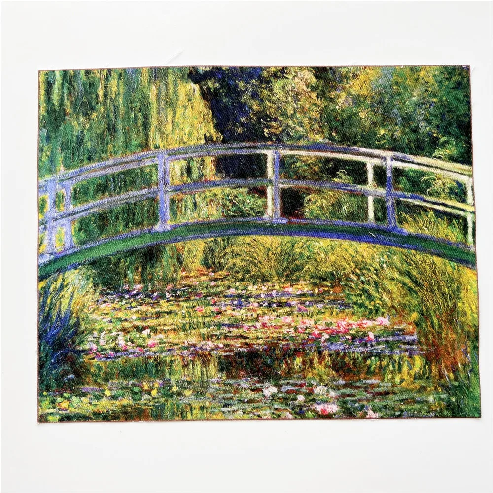 7 шт./лот 20X25 см знаменитая картина маслом водяные лилии хлопковая ткань Canva