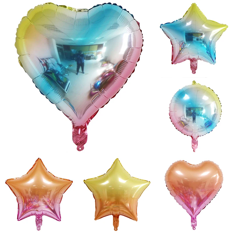 

18inch Gradient Rose Red Gold Silver Big Aluminum Film Balloons Love Heart Pentagram Happy Birthday Party Wedding Decoration