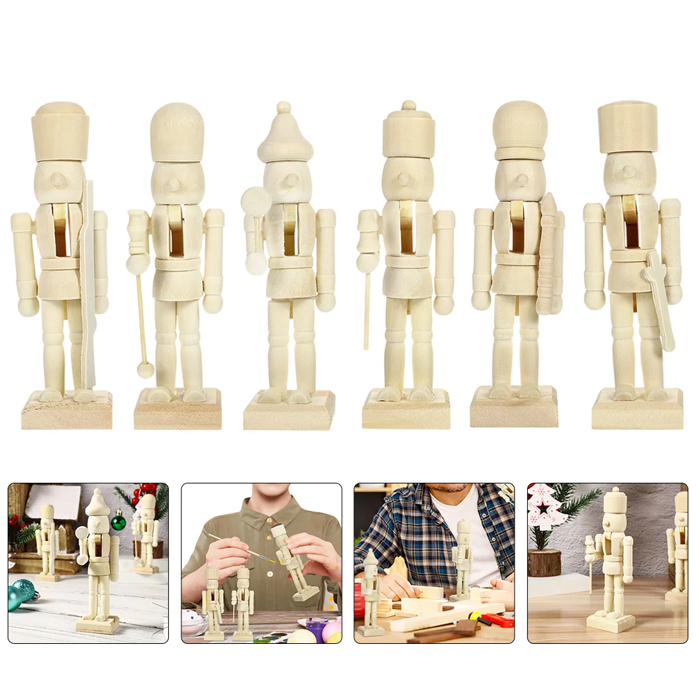 

Christmas Nutcracker Figurine Paint Your Own Soldier Unpainted Blank Puppet Xmas Party Decoration