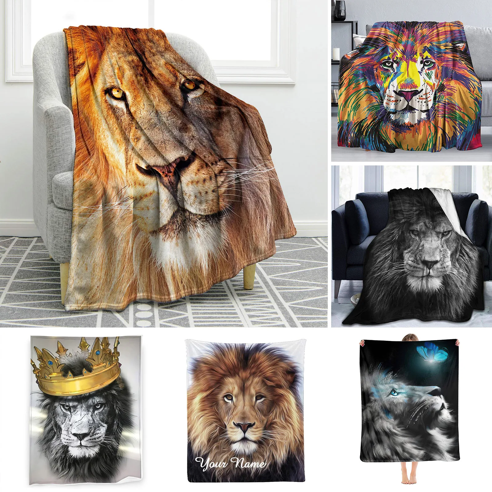 

Многофункциональное Флисовое одеяло с изображением семьи льва