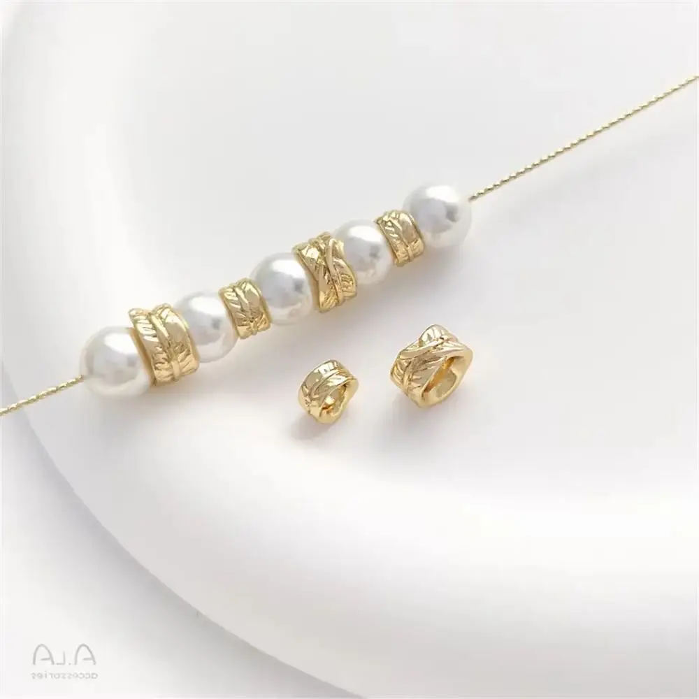 14-каратное золотое листья с большим отверстием перья-разделители бусины браслет