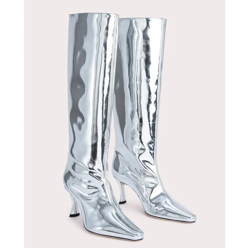 new fashion autumn winter motorcycle boots shoes women print leather knee high boots sexy high heels platform riding boots woman