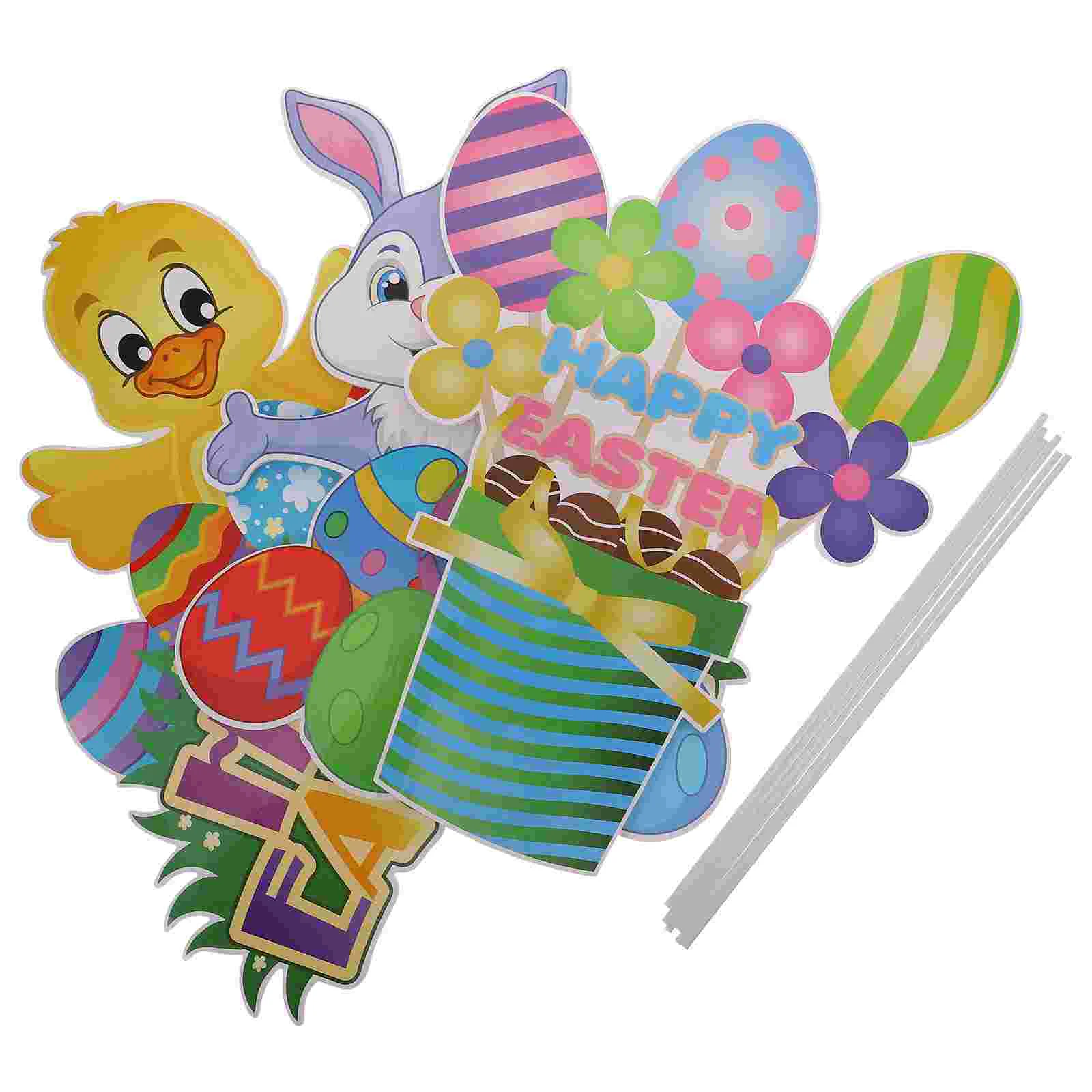 

Easter Signs Yard Garden Bunny Decorations Sign Outdoor Lawn Stakes Chicken Props Stake Party Supplies