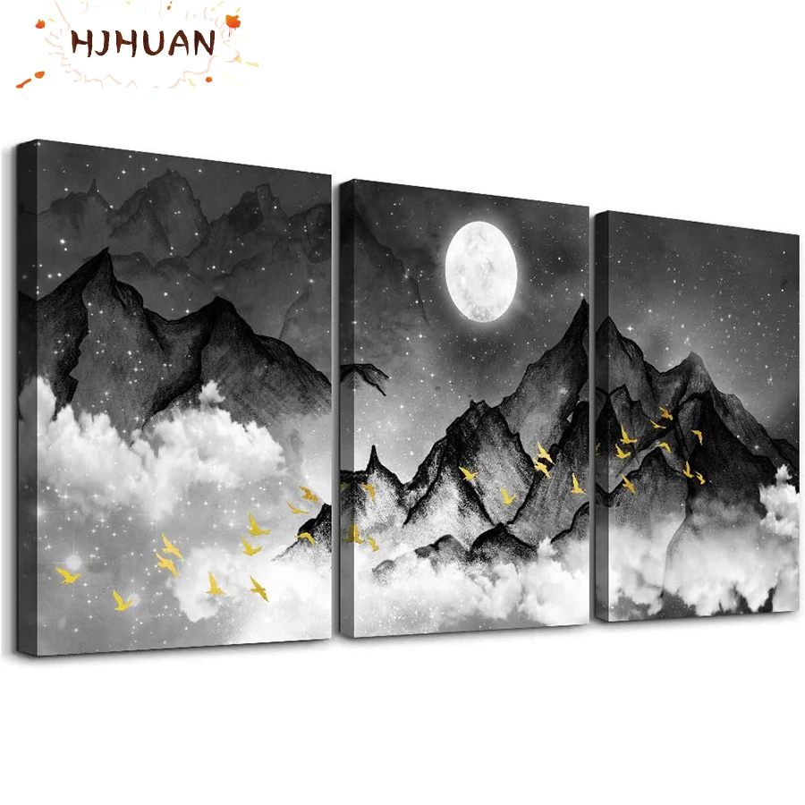 

3pcs Nordic light luxury decoration scenery Diamond Painting Set Hobby Art 5D DIY Full Drill Square Round Mosaic Home Decoration