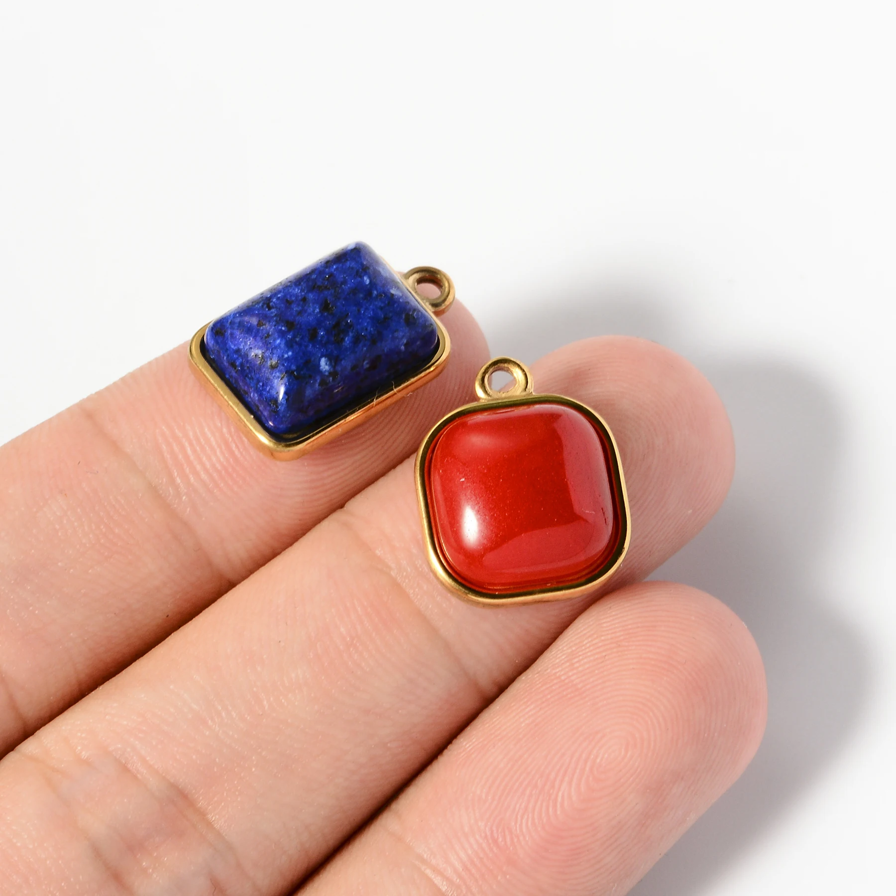 5 шт. квадратный прямоугольник натуральный камень из нержавеющей стали подвески