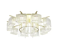 interior hotsale gold surface mounted 5 arms round luxury crystal ceiling lamp hl61p22