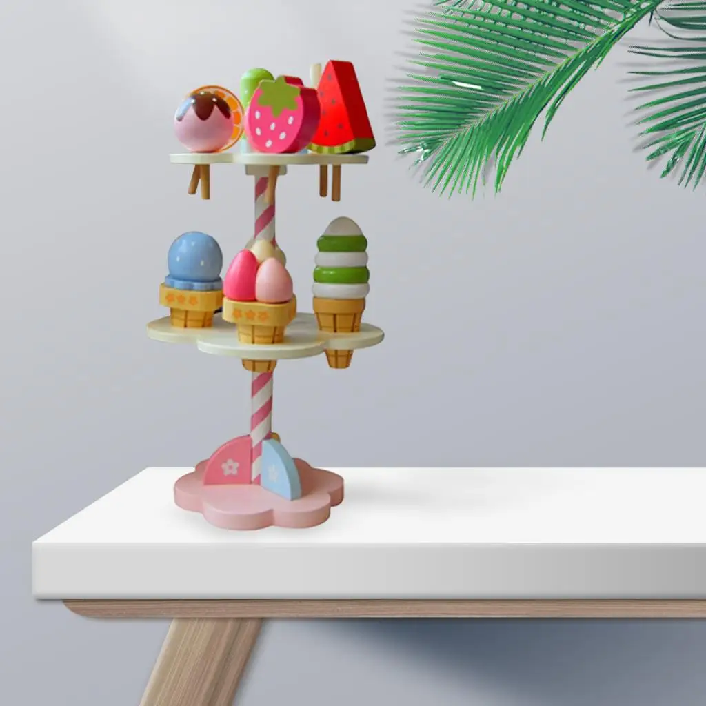 

Wooden Ice Cream Role Play Montessori Preschool Toy Educational Toy Playset