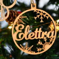 personalized name christmas ornaments custom baubles set wooden personalised hanging gift laser cut snowflakes christmas tree
