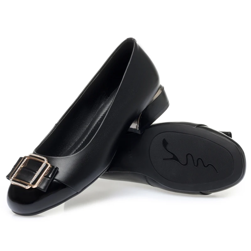 Dress Shoes Women's Real Leather 2023 Spring New Round Head Thick Heel Lady Shoes Fashion Large Size 34-43 Office Shoes Female