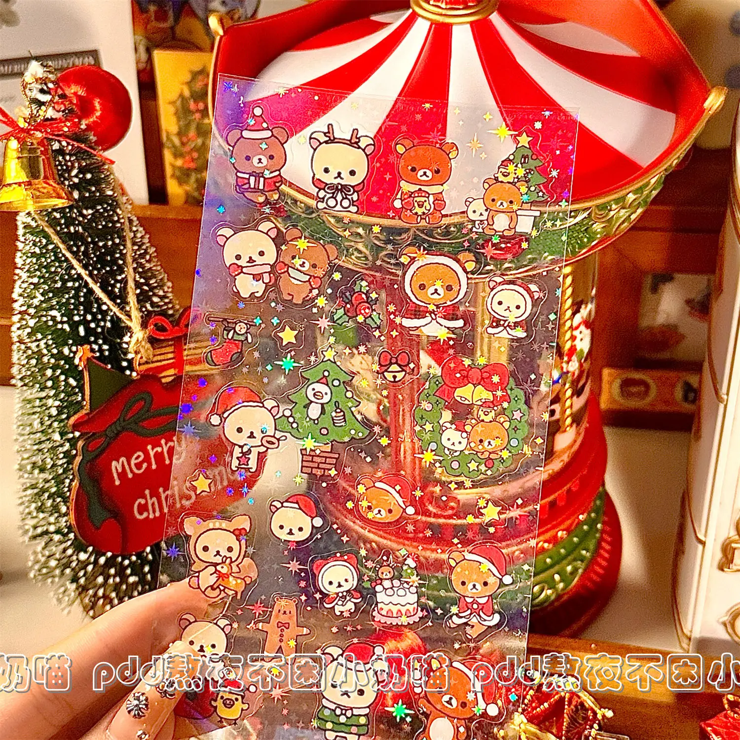 10 шт. Kawaii Rilakkuma Рождественский стиль милый мультфильм вырезанная пленка наклейка