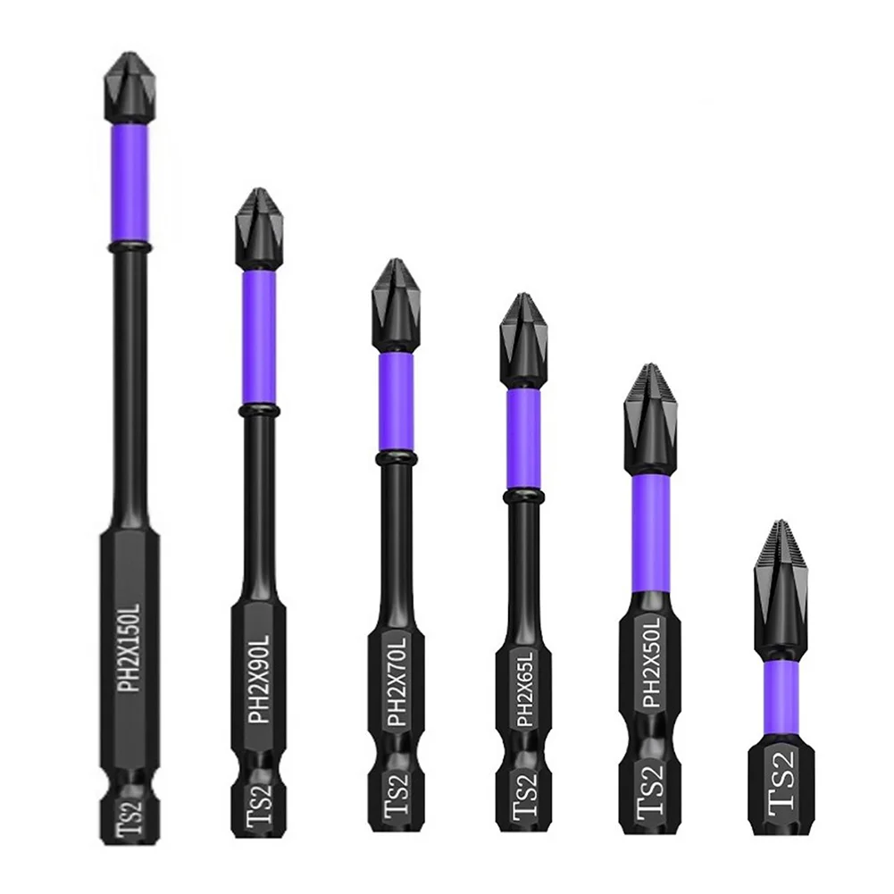 

1PC Magnetic Screwdriver Impact Drill Bits PH2 Non-slip Cross Batch Head 62HRC Hardness 25-150mm For Electrician Repairing Tool