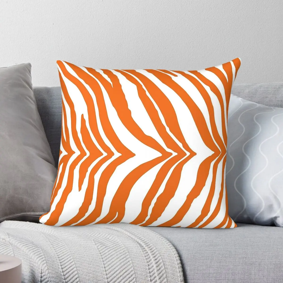 Фото Квадратная наволочка Zebra Burnt Orange White из полиэстера, льна и бархата, креативная декоративная наволочка для подушки, чехол для автомобильной подушки 18 дюймов №1