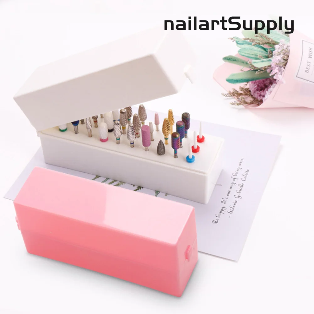 

30 Holes Nail Art Drill Storage Box Grinding Polish Head Bit Holder Display Nail Drill Bits Organizer Nail Stand Manicure 2023